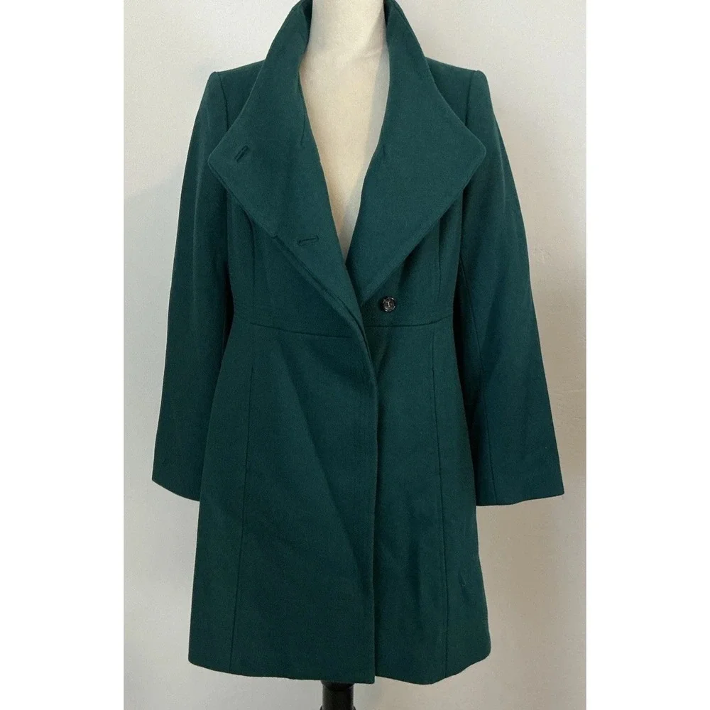Talbots Petites Pine‎ Green Wool Blend Princess Cut Coat Sz 4P NWT $269
